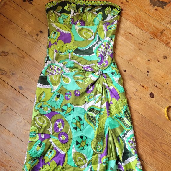 Laundry by Shelli Segal Green Paisley/Floral Strapless Dress - Women's s… - Picture 1 of 8